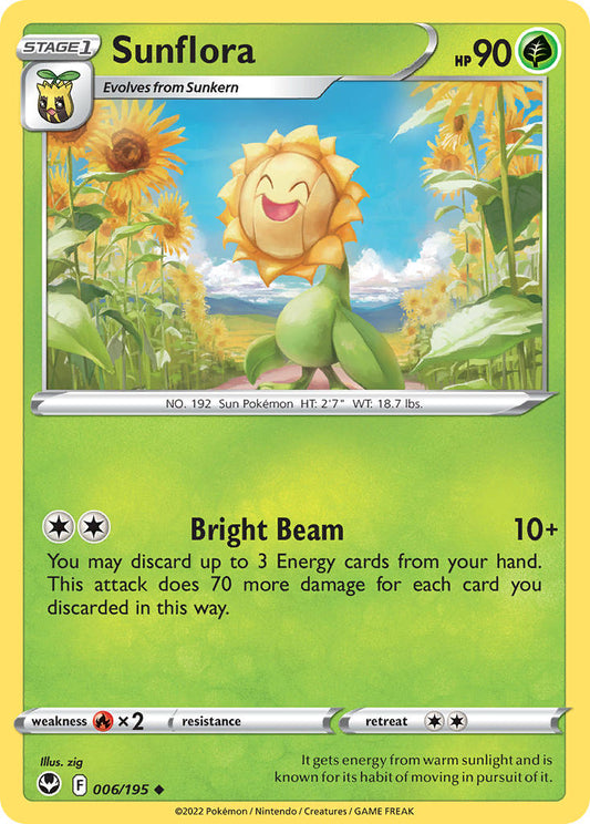 (006/195) Pokemon TCG Silver Tempest Single: Sunflora Reverse Holo Uncommon