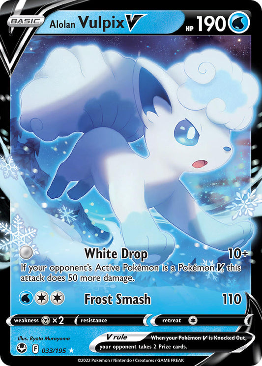 (033/195) Pokemon TCG Silver Tempest Single: Alolan Vulpix V  Ultra Rare