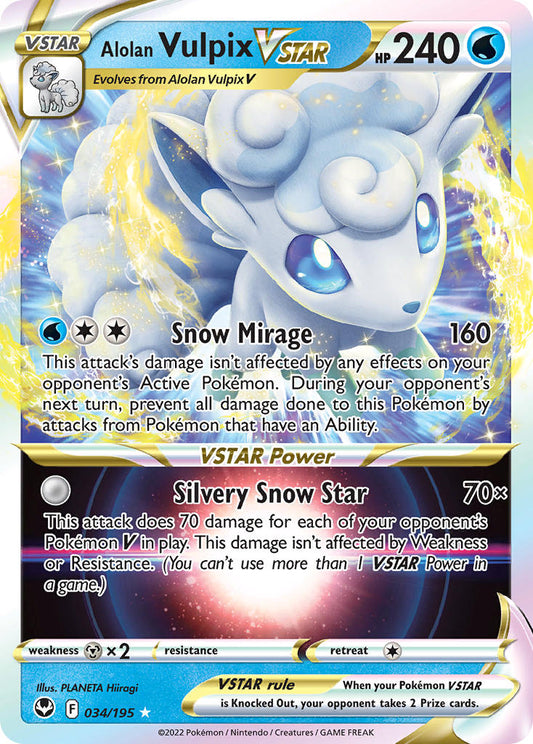 (034/195) Pokemon TCG Silver Tempest Single: Alolan Vulpix VSTAR  Ultra Rare