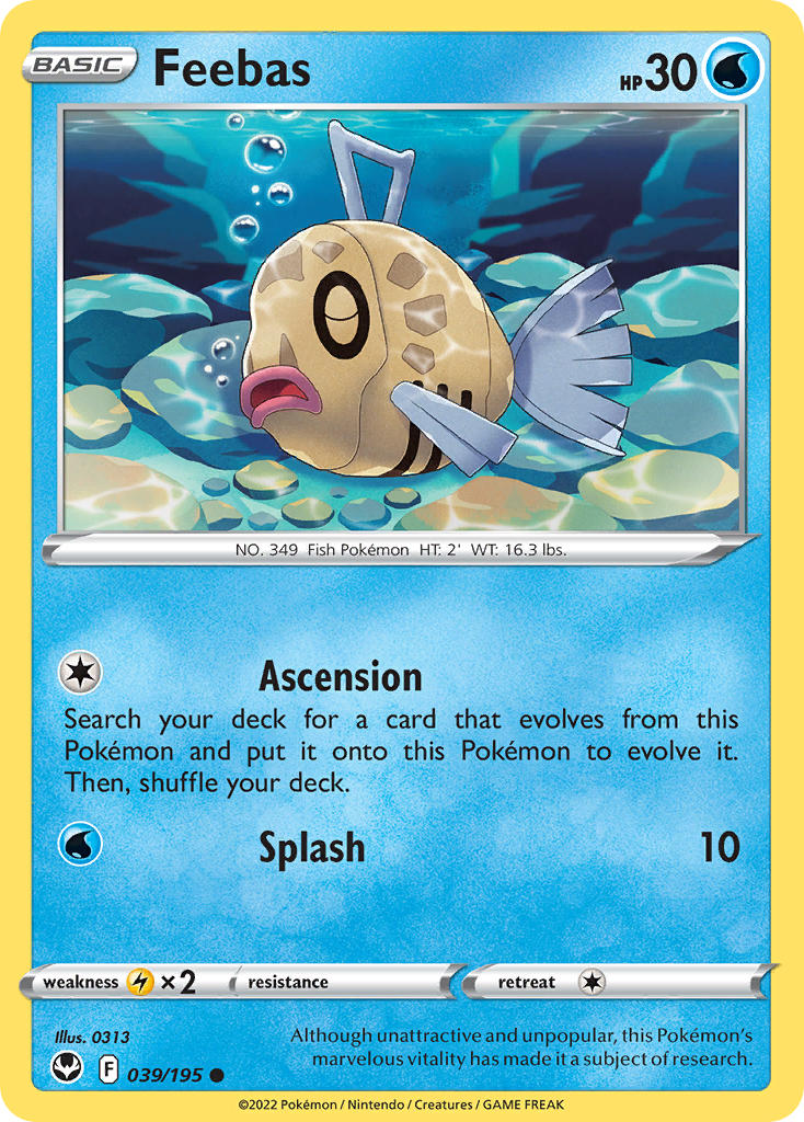 (039/195) Pokemon TCG Silver Tempest Single: Feebas  Common