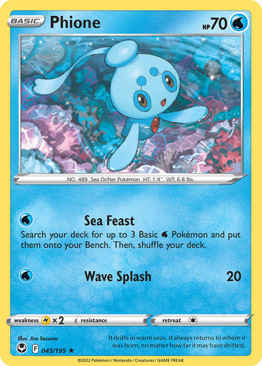 (045/195) Pokemon TCG Silver Tempest Single: Phione Reverse Holo Rare