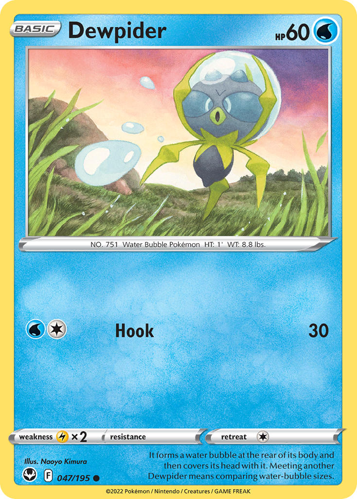 (047/195) Pokemon TCG Silver Tempest Single: Dewpider Reverse Holo Common