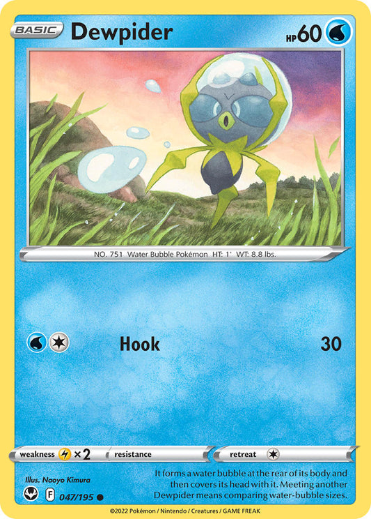 (047/195) Pokemon TCG Silver Tempest Single: Dewpider Reverse Holo Common