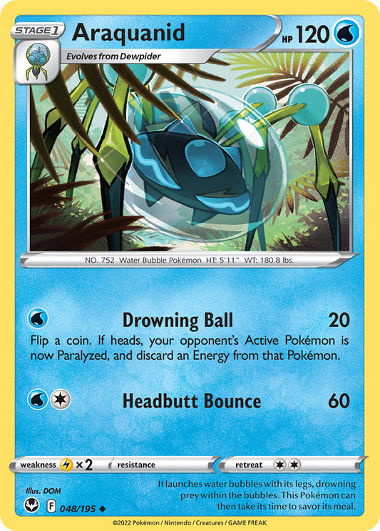 (048/195) Pokemon TCG Silver Tempest Single: Araquanid Reverse Holo Uncommon