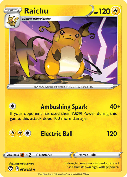 (050/195) Pokemon TCG Silver Tempest Single: Raichu Reverse Holo Uncommon