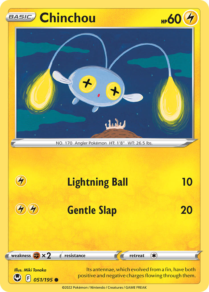 (051/195) Pokemon TCG Silver Tempest Single: Chinchou Reverse Holo Common