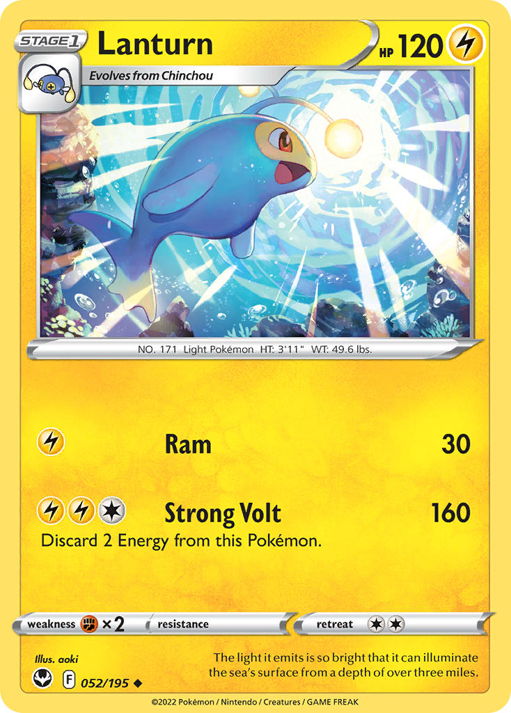 (052/195) Pokemon TCG Silver Tempest Single: Lanturn Reverse Holo Uncommon