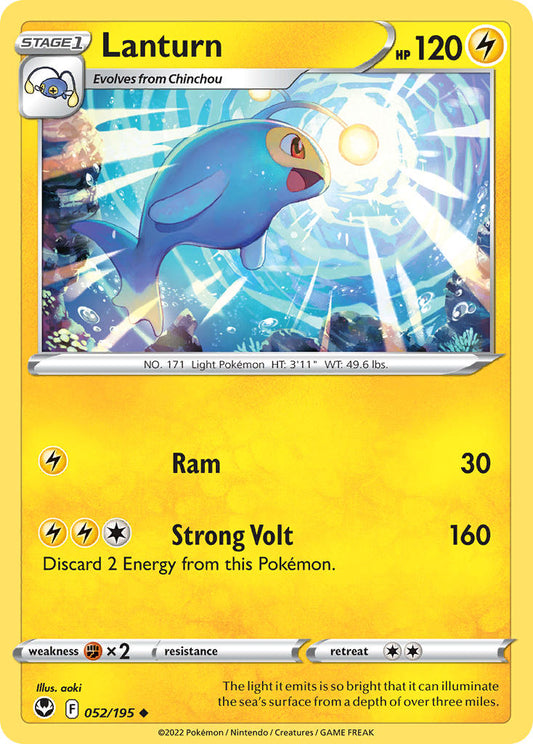 (052/195) Pokemon TCG Silver Tempest Single: Lanturn Reverse Holo Uncommon