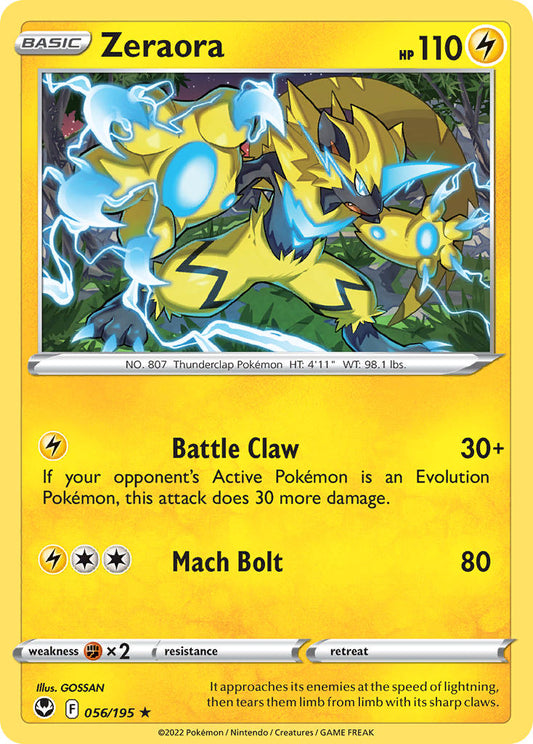 (056/195) Pokemon TCG Silver Tempest Single: Zeraora Reverse Holo Rare