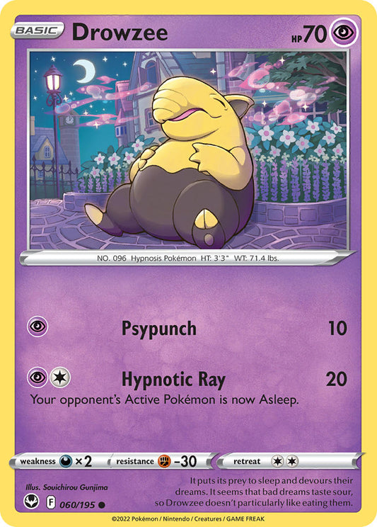 (060/195) Pokemon TCG Silver Tempest Single: Drowzee Reverse Holo Common