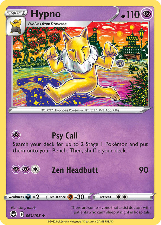 (061/195) Pokemon TCG Silver Tempest Single: Hypno Reverse Holo Uncommon