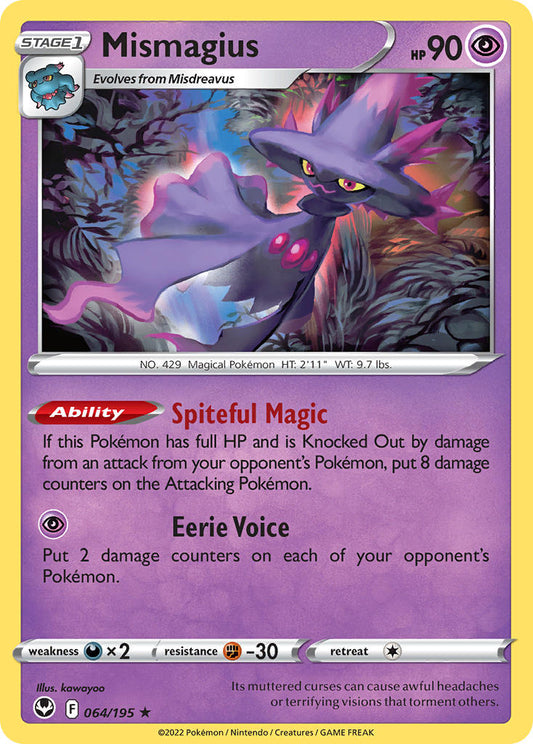 (064/195) Pokemon TCG Silver Tempest Single: Mismagius Reverse Holo Rare