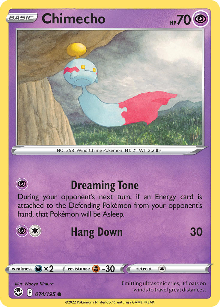 (074/195) Pokemon TCG Silver Tempest Single: Chimecho Reverse Holo Common
