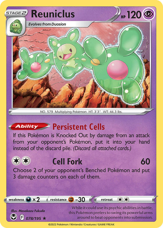 (078/195) Pokemon TCG Silver Tempest Single: Reuniclus Reverse Holo Holo Rare