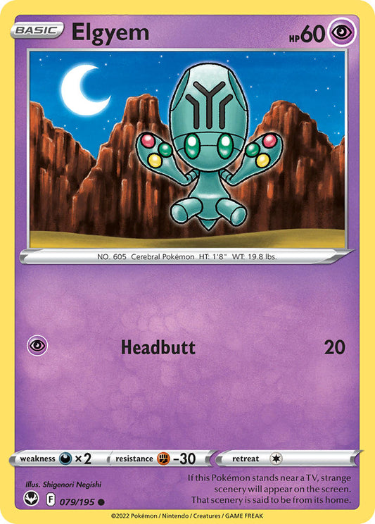 (079/195) Pokemon TCG Silver Tempest Single: Elgyem Reverse Holo Common