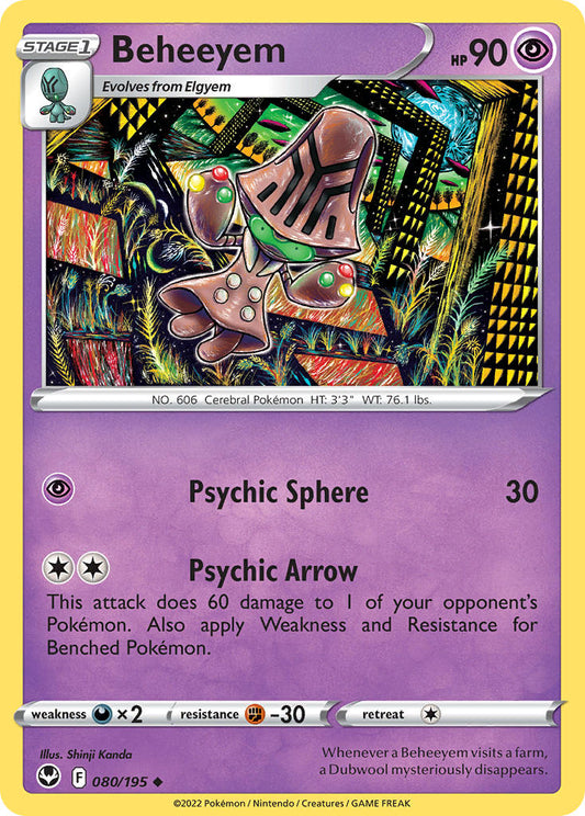 (080/195) Pokemon TCG Silver Tempest Single: Beheeyem  Uncommon