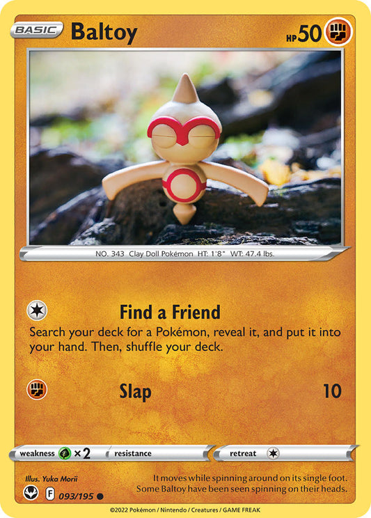 (093/195) Pokemon TCG Silver Tempest Single: Baltoy Reverse Holo Common