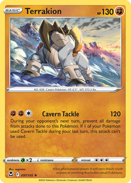 (097/195) Pokemon TCG Silver Tempest Single: Terrakion  Holo Rare