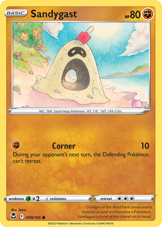 (099/195) Pokemon TCG Silver Tempest Single: Sandygast Reverse Holo Common