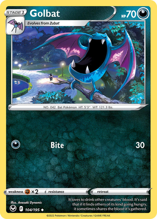 (104/195) Pokemon TCG Silver Tempest Single: Golbat  Uncommon