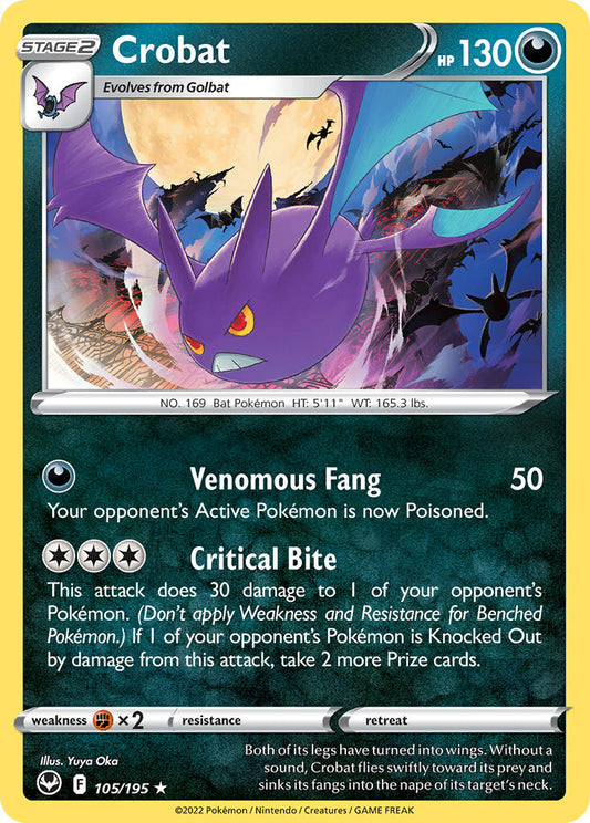 (105/195) Pokemon TCG Silver Tempest Single: Crobat  Holo Rare