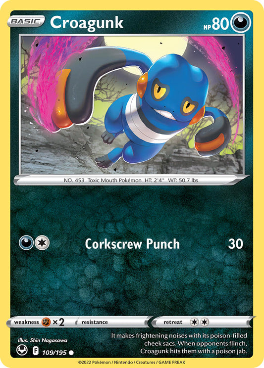 (109/195) Pokemon TCG Silver Tempest Single: Croagunk  Common