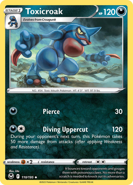 (110/195) Pokemon TCG Silver Tempest Single: Toxicroak Reverse Holo Uncommon
