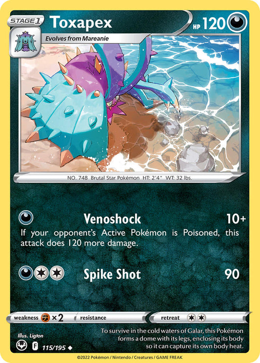 (115/195) Pokemon TCG Silver Tempest Single: Toxapex  Uncommon