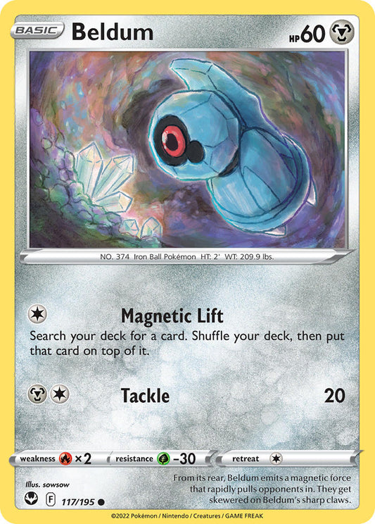 (117/195) Pokemon TCG Silver Tempest Single: Beldum Reverse Holo Common