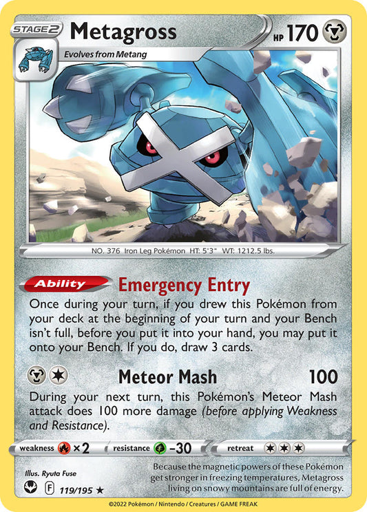 (119/195) Pokemon TCG Silver Tempest Single: Metagross Reverse Holo Holo Rare
