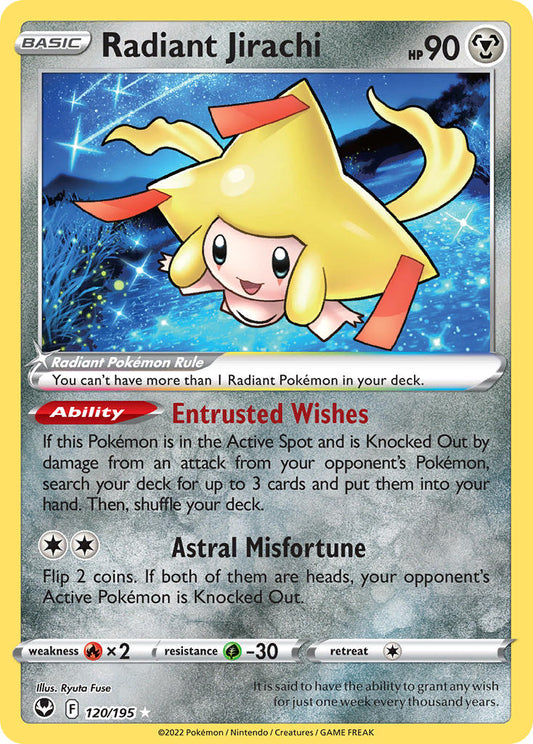 (120/195) Pokemon TCG Silver Tempest Single: Radiant Jirachi  Ultra Rare
