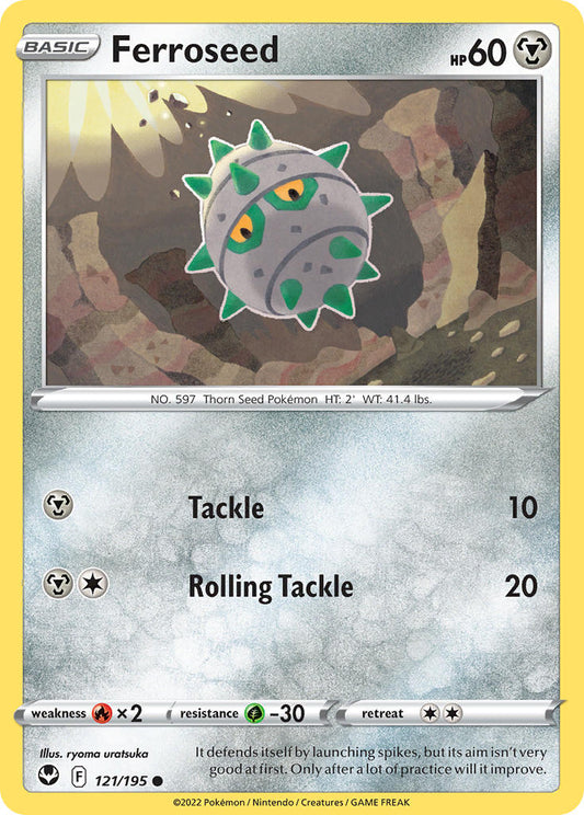 (121/195) Pokemon TCG Silver Tempest Single: Ferroseed Reverse Holo Common