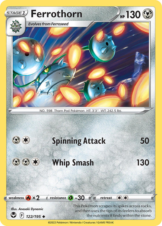 (122/195) Pokemon TCG Silver Tempest Single: Ferrothorn Reverse Holo Uncommon