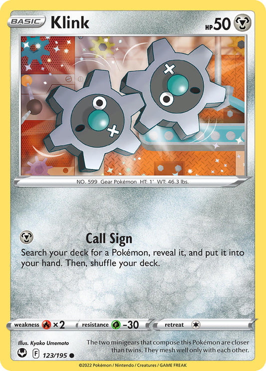 (123/195) Pokemon TCG Silver Tempest Single: Klink Reverse Holo Common
