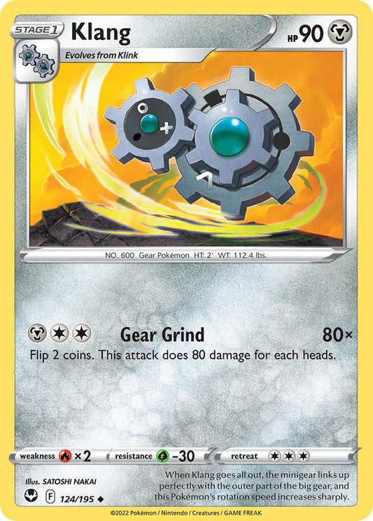 (124/195) Pokemon TCG Silver Tempest Single: Klang Reverse Holo Uncommon