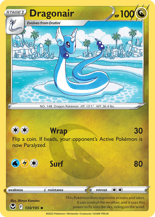 (130/195) Pokemon TCG Silver Tempest Single: Dragonair Reverse Holo Uncommon