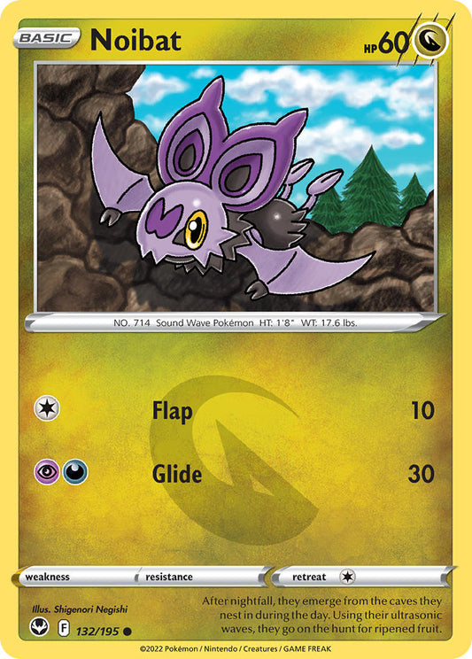 (132/195) Pokemon TCG Silver Tempest Single: Noibat  Common