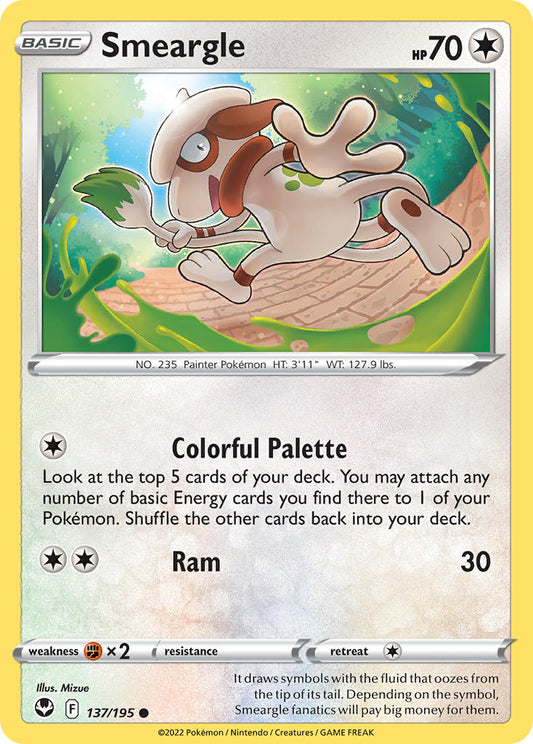 (137/195) Pokemon TCG Silver Tempest Single: Smeargle  Common