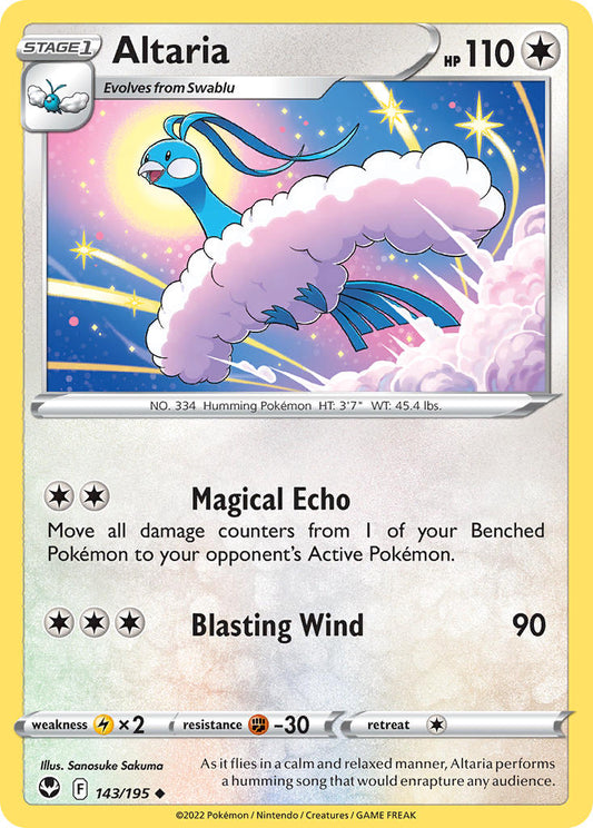 (143/195) Pokemon TCG Silver Tempest Single: Altaria Reverse Holo Uncommon