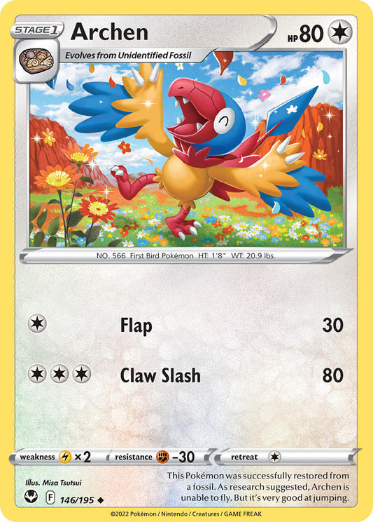 (146/195) Pokemon TCG Silver Tempest Single: Archen  Uncommon