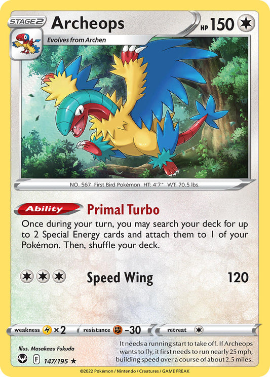 (147/195) Pokemon TCG Silver Tempest Single: Archeops  Holo Rare