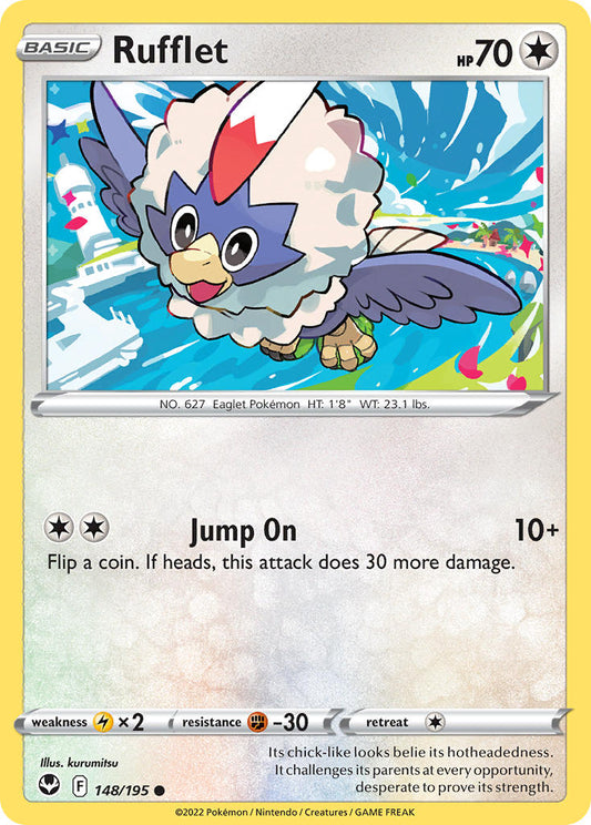 (148/195) Pokemon TCG Silver Tempest Single: Rufflet Reverse Holo Common