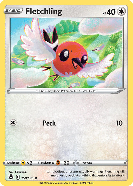 (150/195) Pokemon TCG Silver Tempest Single: Fletchling Reverse Holo Common