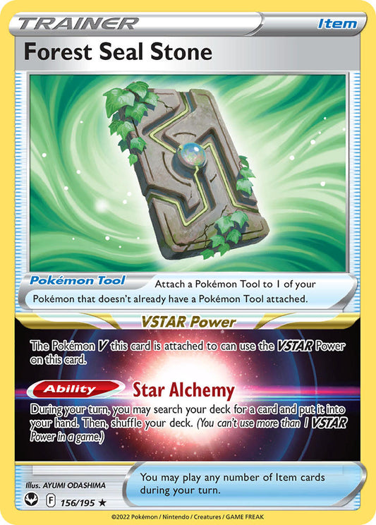 (156/195) Pokemon TCG Silver Tempest Single: Forest Seal Stone  Holo Rare