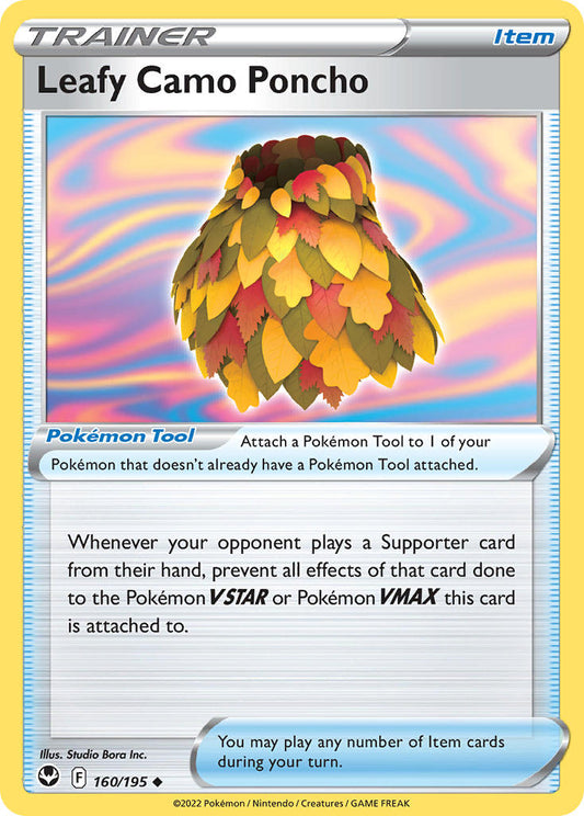 (160/195) Pokemon TCG Silver Tempest Single: Leafy Camo Poncho Reverse Holo Uncommon