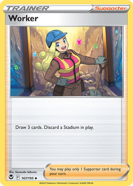 (167/195) Pokemon TCG Silver Tempest Single: Worker  Uncommon