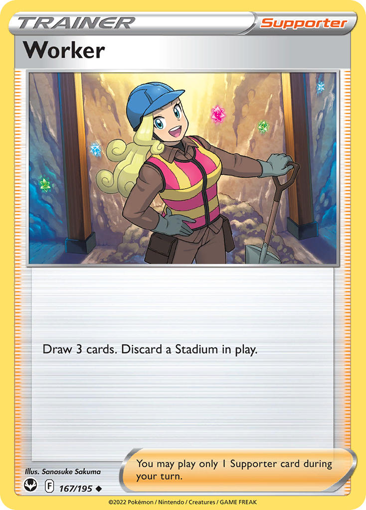 (167/195) Pokemon TCG Silver Tempest Single: Worker Reverse Holo Uncommon