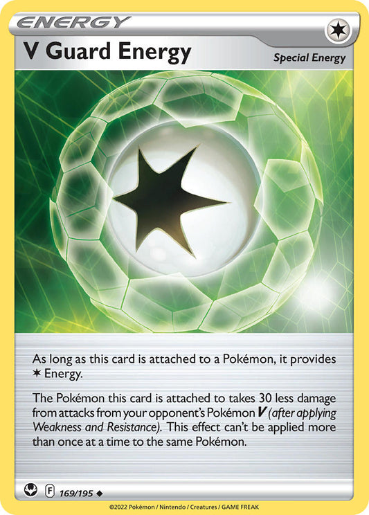 (169/195) Pokemon TCG Silver Tempest Single: V Guard Energy Reverse Holo Uncommon