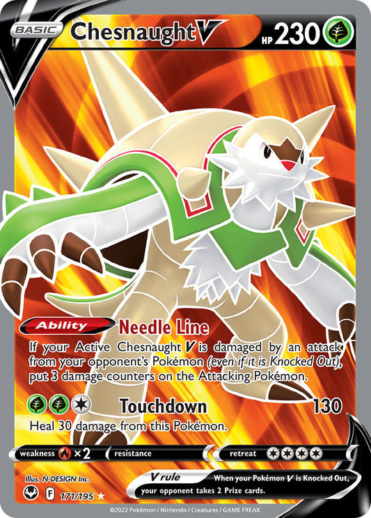 (171/195) Pokemon TCG Silver Tempest Single: Chesnaught V  Ultra Rare