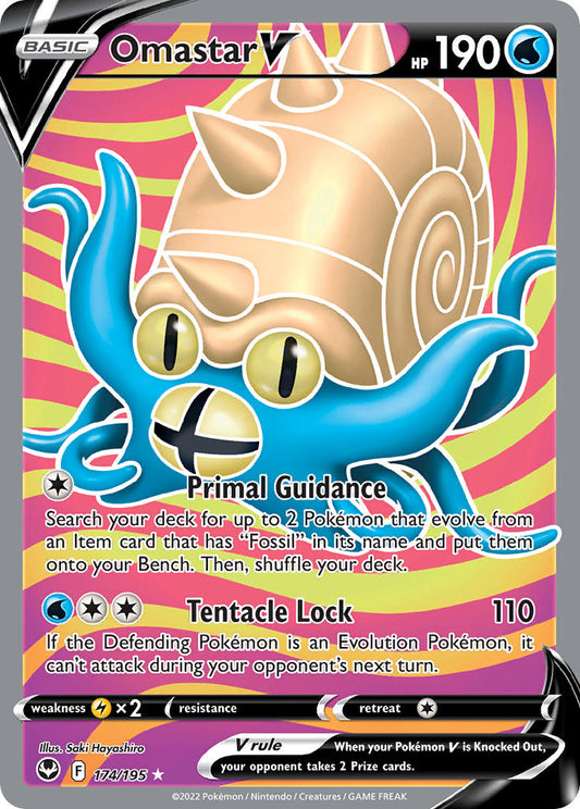(174/195) Pokemon TCG Silver Tempest Single: Omastar V  Ultra Rare